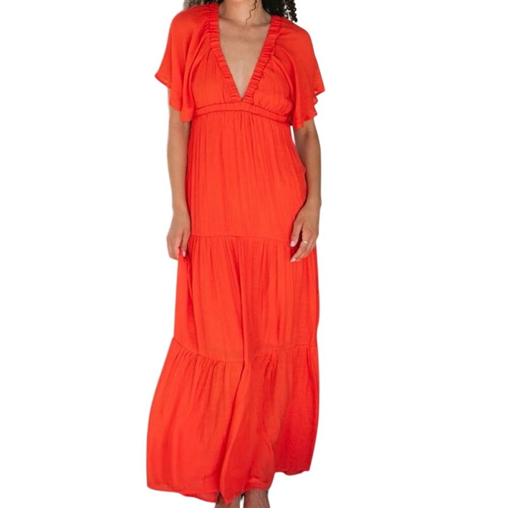 Flutter Sleeve Maxi Dress Orange